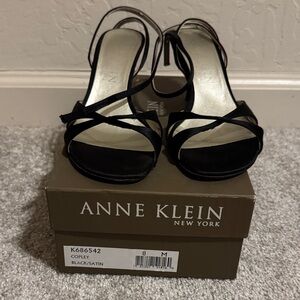 Anne Klein Black Satin Heels